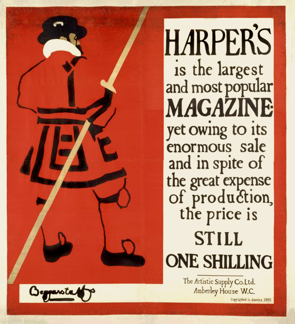 Harper's Magazine poster by J and W Beggarstaff, Beggarstaff Brothers